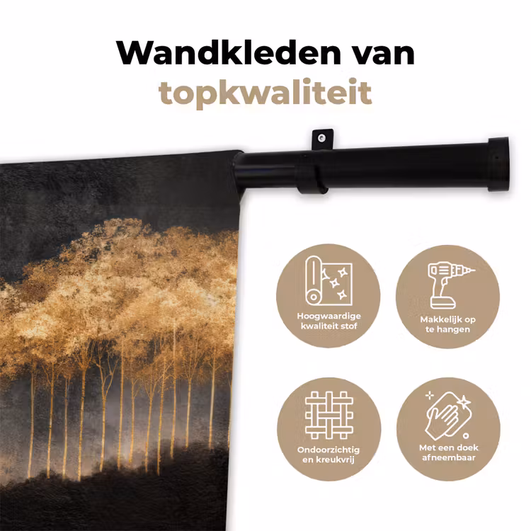 Gouden Bomen in Mistig Landschap Wandkleed katoen klein -sfeer2