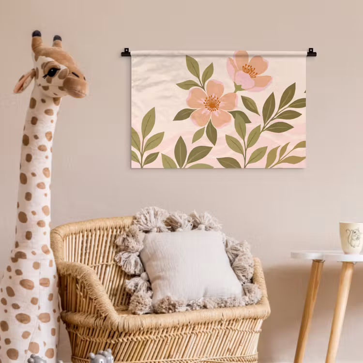Grafisch - Bloemen - Roze Wandkleed katoen klein -wsfeer5_kind