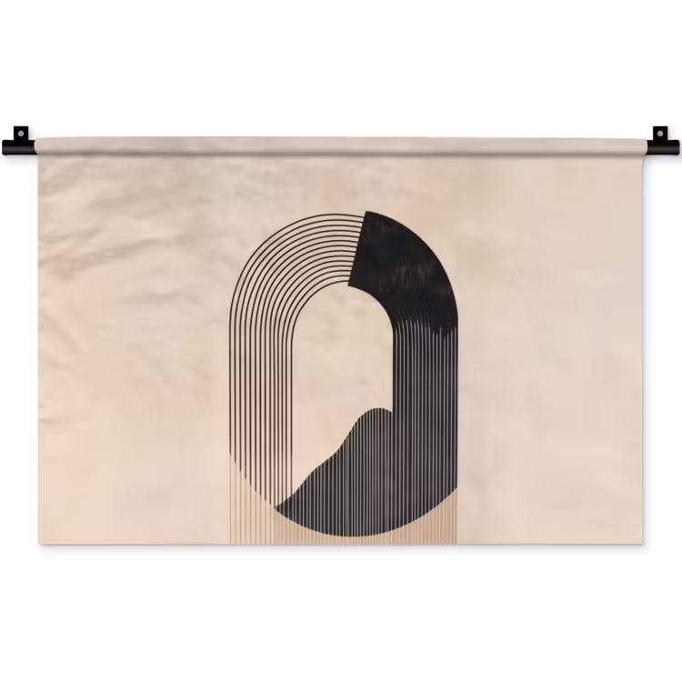 Grafisch gebogen motief - Beige Wandkleed katoen klein -zz3d
