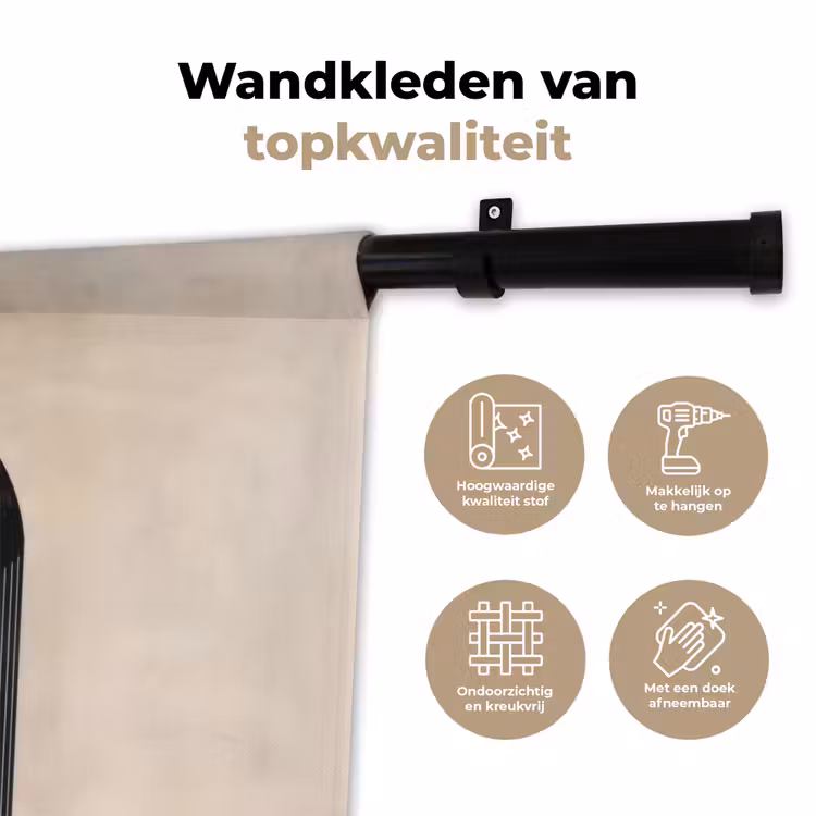 Grafisch gebogen motief - Beige Wandkleed katoen klein -sfeer2