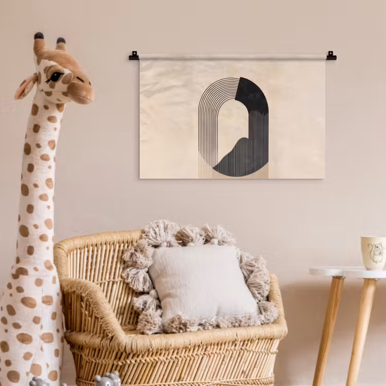 Grafisch gebogen motief - Beige Wandkleed katoen klein -wsfeer5_kind