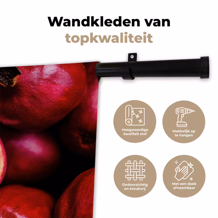 Granaatappel - Rood - Fruit Wandkleed katoen klein -sfeer2