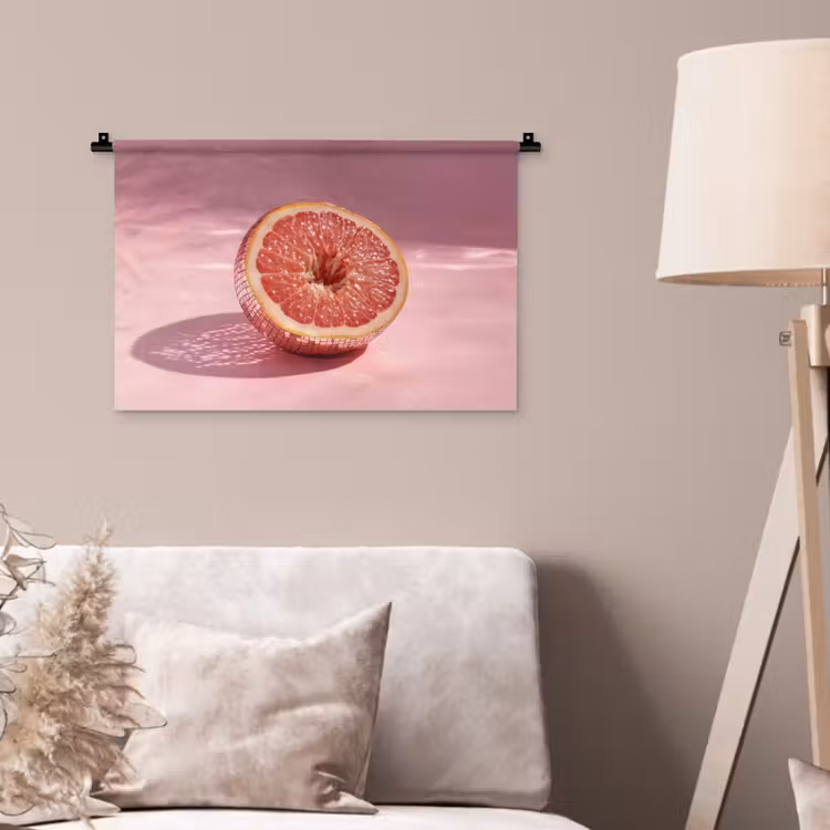 Grapefruit - Roze - Disco - Shiny Wandkleed katoen klein -sfeer4