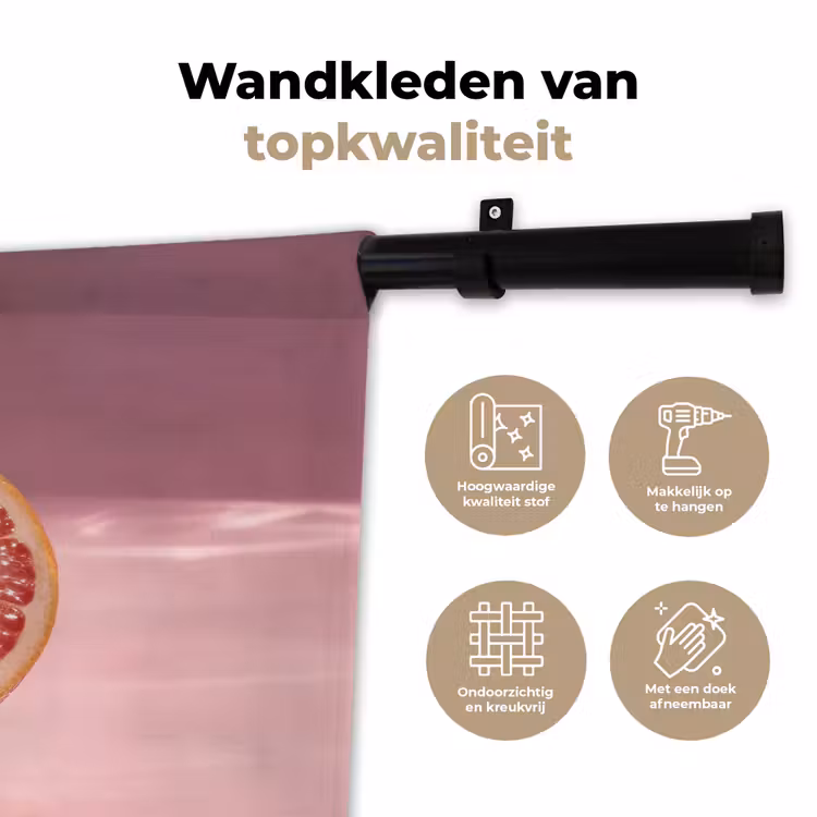 Grapefruit - Roze - Disco - Shiny Wandkleed katoen klein -sfeer2