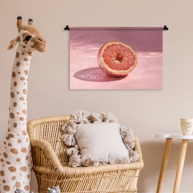Grapefruit - Roze - Disco - Shiny Wandkleed katoen klein -wsfeer5_kind