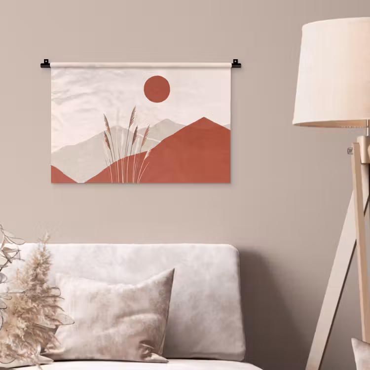 Gras - Landschap - Natuur - Abstract - Beige Wandkleed katoen klein -sfeer4