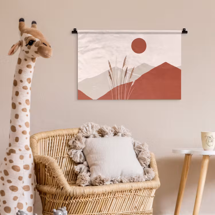 Gras - Landschap - Natuur - Abstract - Beige Wandkleed katoen klein -wsfeer5_kind