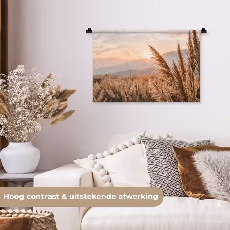 Gras - Veld - Zon - Natuur Wandkleed katoen klein -sfeer1