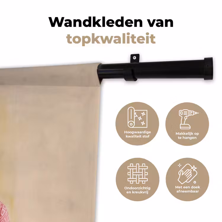 Grijs - Konijn - Blouse - Strik Wandkleed katoen klein -sfeer2