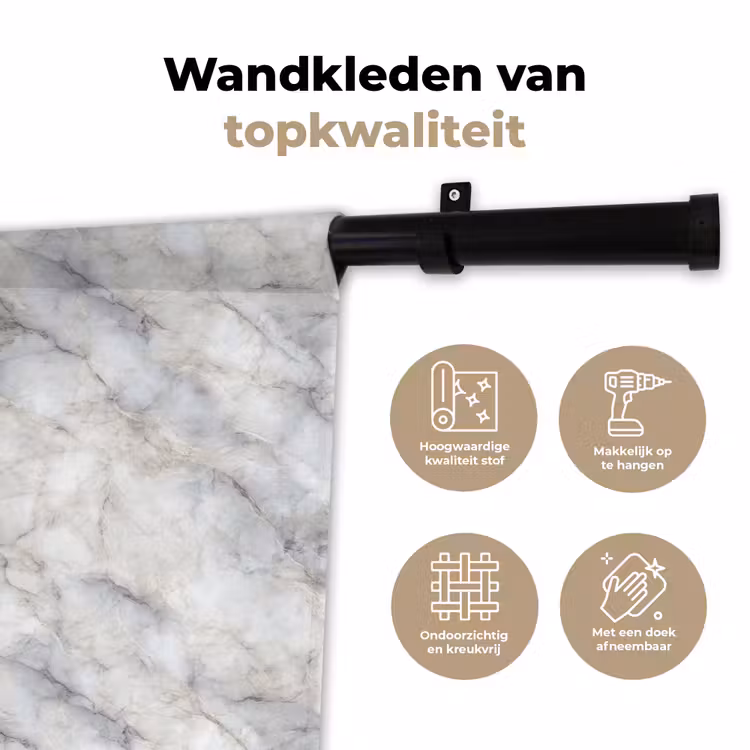 Grijs - Marmer - Gedetailleerd Wandkleed katoen klein 269 -sfeer2