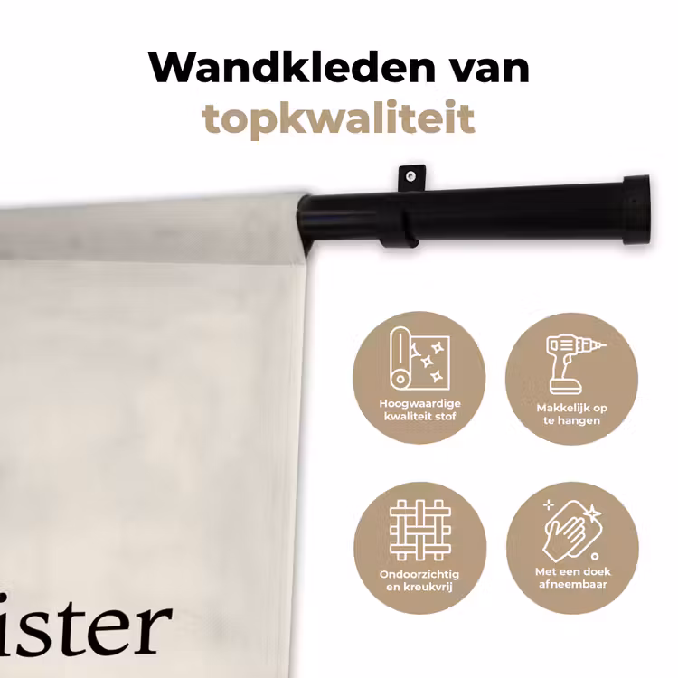 Grill - Uitroepteken - Zwart - Tekst Wandkleed katoen klein -sfeer2