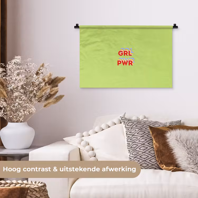 Grl pwr - Groen - Rood - 3D Wandkleed katoen klein -sfeer1