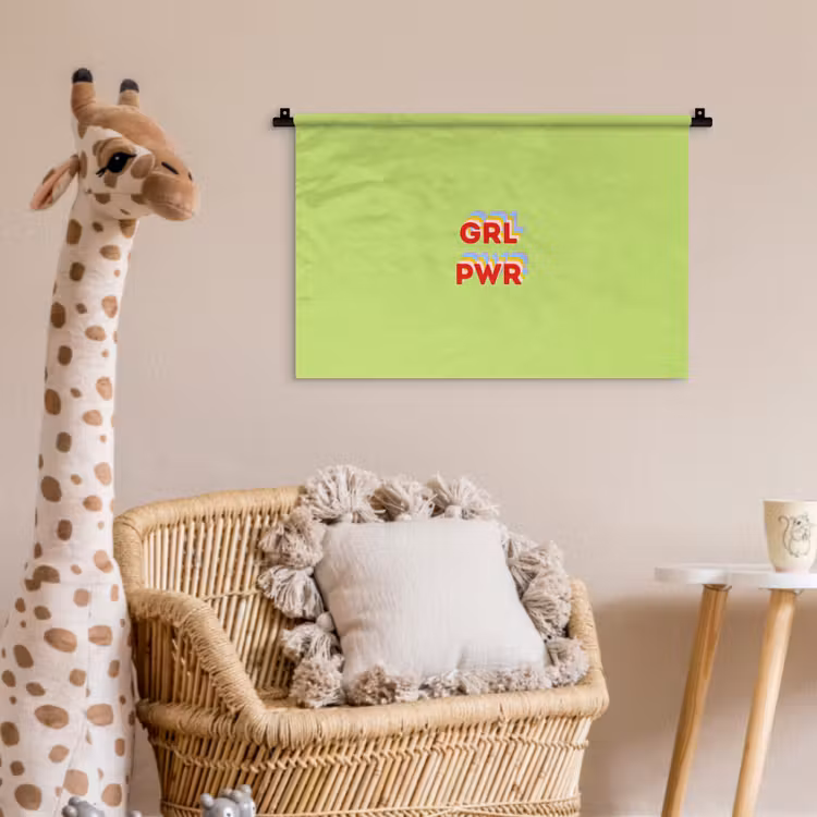 Grl pwr - Groen - Rood - 3D Wandkleed katoen klein -wsfeer5_kind