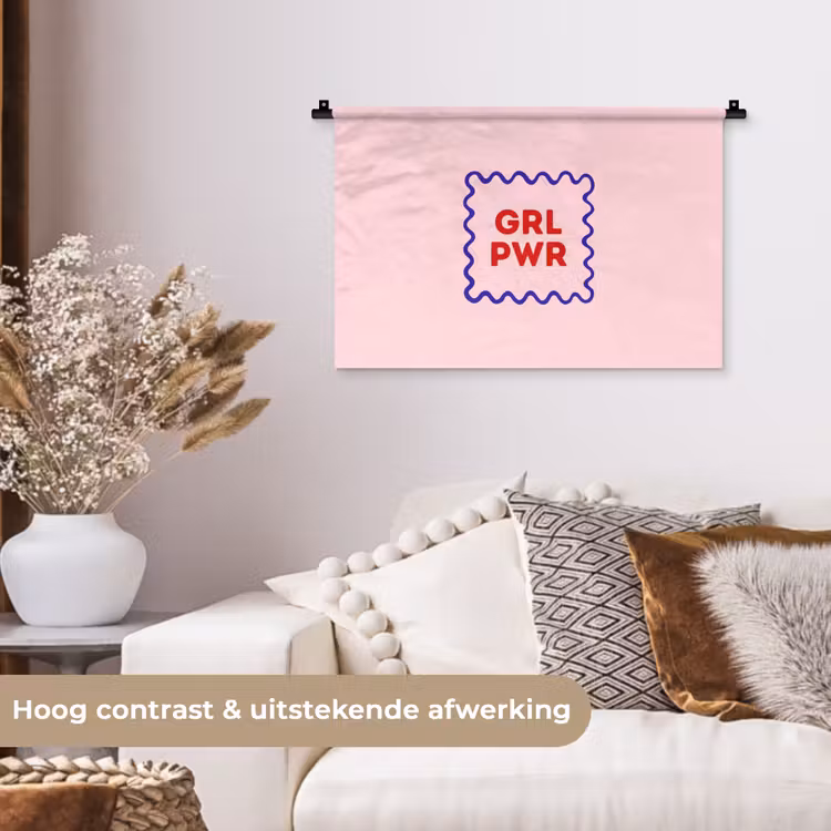Grl pwr - Roze - Kader Wandkleed katoen klein -sfeer1