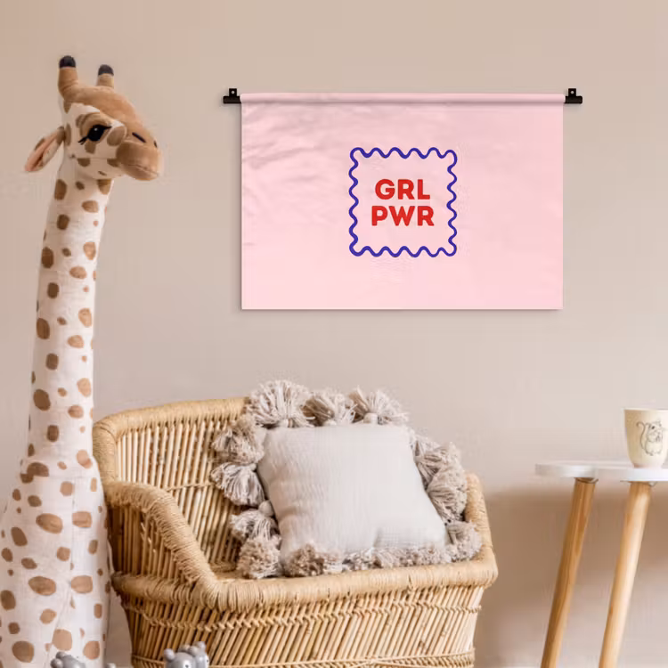 Grl pwr - Roze - Kader Wandkleed katoen klein -wsfeer5_kind