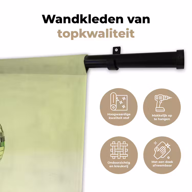 Groen - Disco - Decoratie - Appel Wandkleed katoen klein -sfeer2