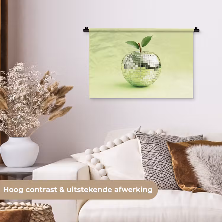 Groen - Disco - Decoratie - Appel Wandkleed katoen klein -sfeer1