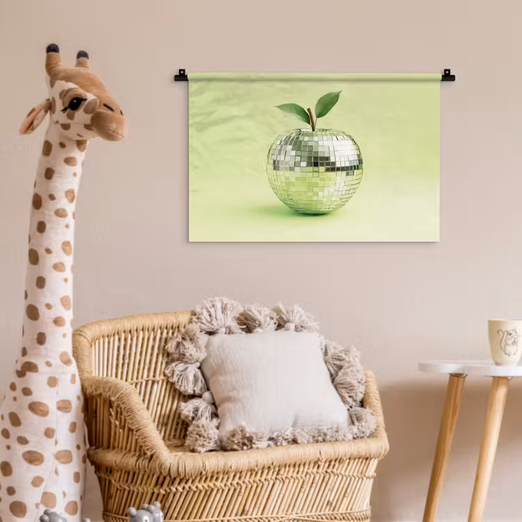 Groen - Disco - Decoratie - Appel Wandkleed katoen klein -wsfeer5_kind