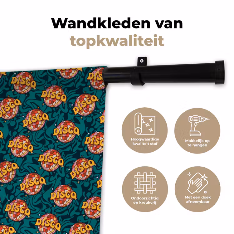 Groen - Disco - Patroon Wandkleed katoen klein 269 -sfeer2