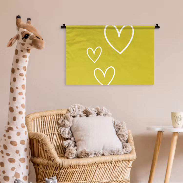 Groen - Hartjes - Wit Wandkleed katoen klein -wsfeer5_kind