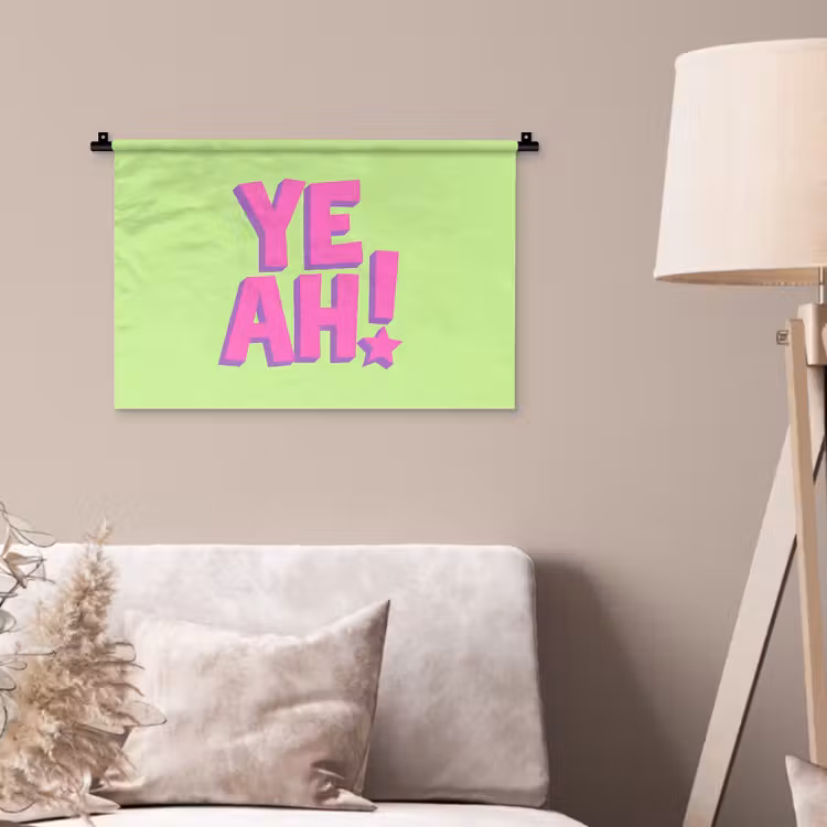 Groen - Neon - Quote Wandkleed katoen klein -sfeer4