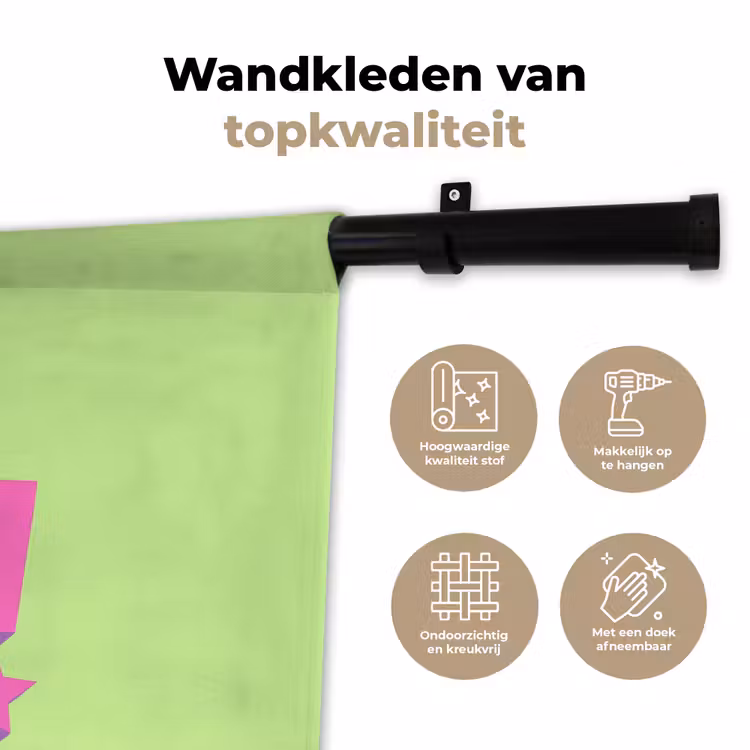 Groen - Neon - Quote Wandkleed katoen klein -sfeer2