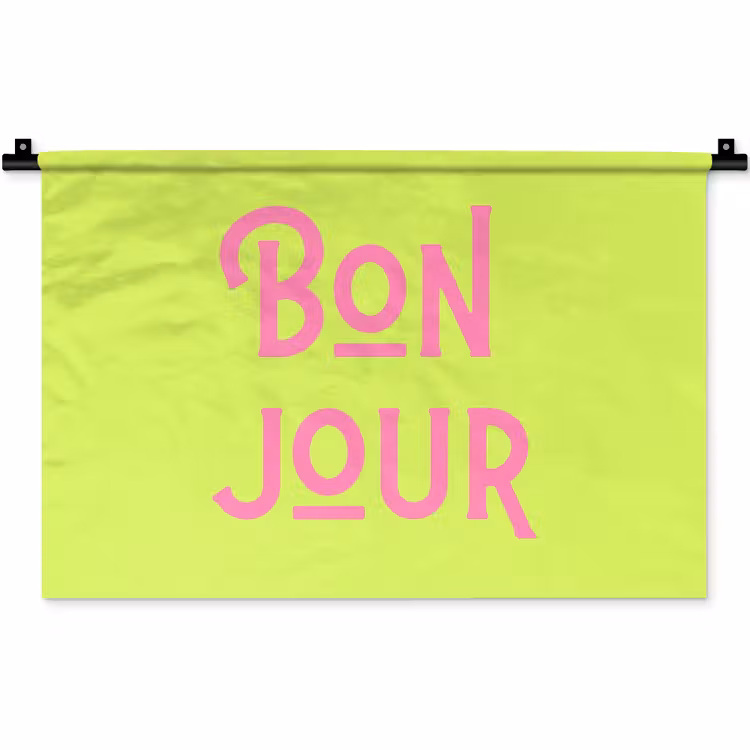Groen - Roze bonjour - art-deco Wandkleed katoen klein -zz3d