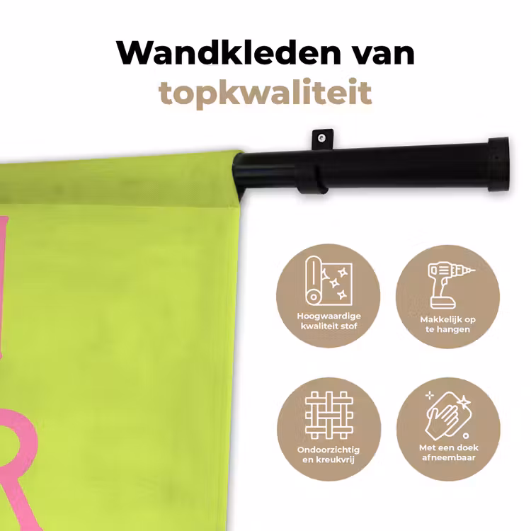 Groen - Roze bonjour - art-deco Wandkleed katoen klein -sfeer2