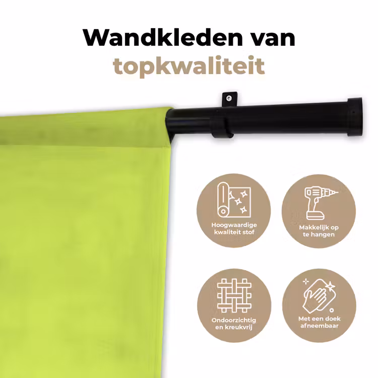 Groen - Smiley - Bonjour - Roze Wandkleed katoen klein -sfeer2
