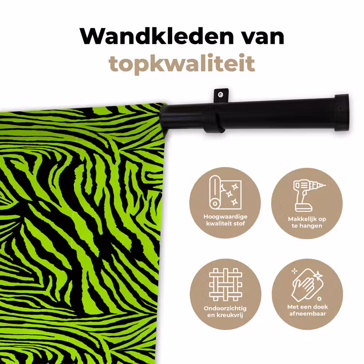 Groen - Zwart - Zebra Wandkleed katoen klein 269 -sfeer2