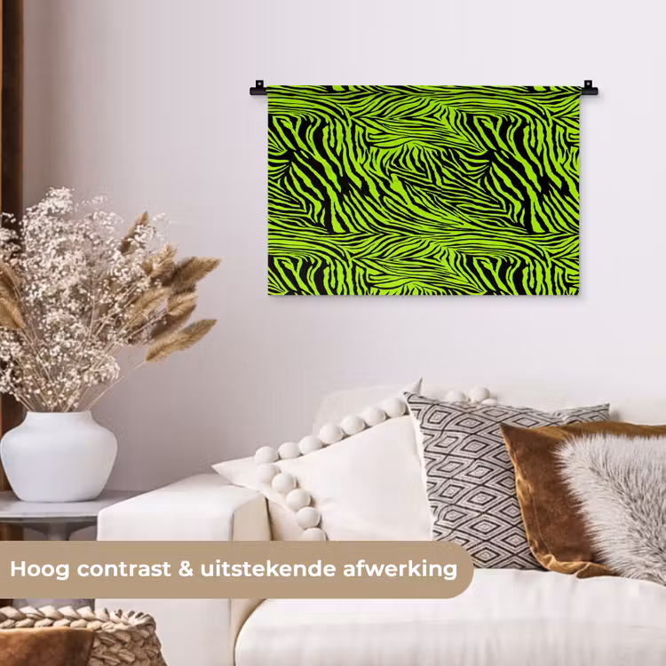 Groen - Zwart - Zebra Wandkleed katoen klein 269 -sfeer1
