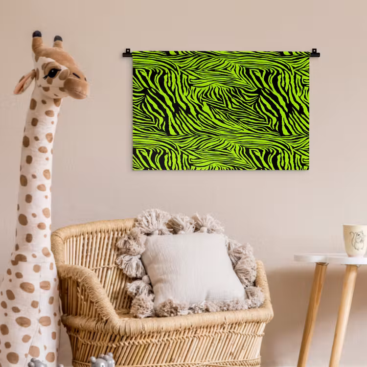 Groen - Zwart - Zebra Wandkleed katoen klein 269 -wsfeer5_kind