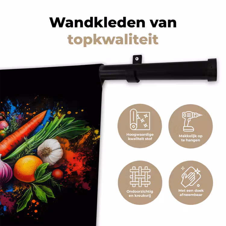 Groente - Eten - Kruiden - Graffiti - Koken Wandkleed katoen klein -sfeer2