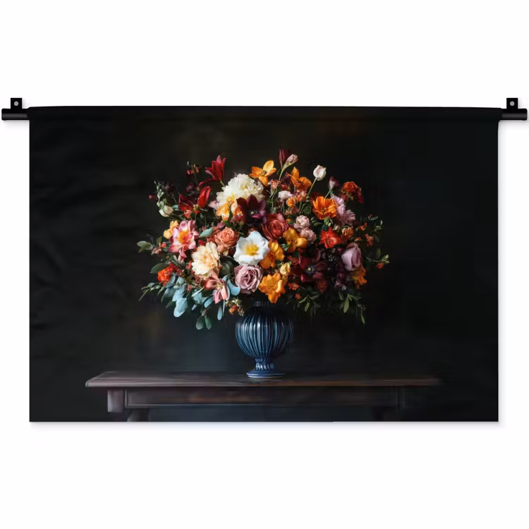 Groot - Bloemen - Vaas - Boeket Wandkleed katoen klein -zz3d