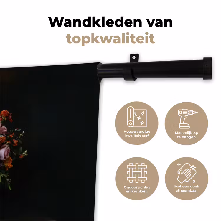 Groot - Bloemen - Vaas - Boeket Wandkleed katoen klein -sfeer2