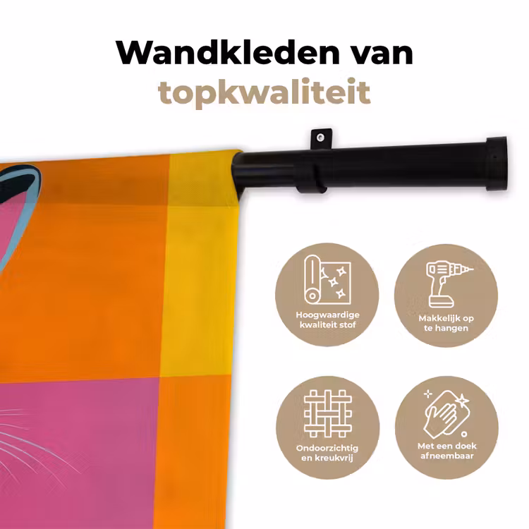 Haas - Kleurvakken - Oren - Roze Wandkleed katoen klein -sfeer2