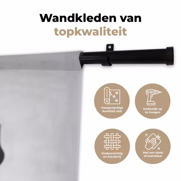 Hak - Wijn - Minimalistisch - Zwart Wandkleed katoen klein -sfeer2