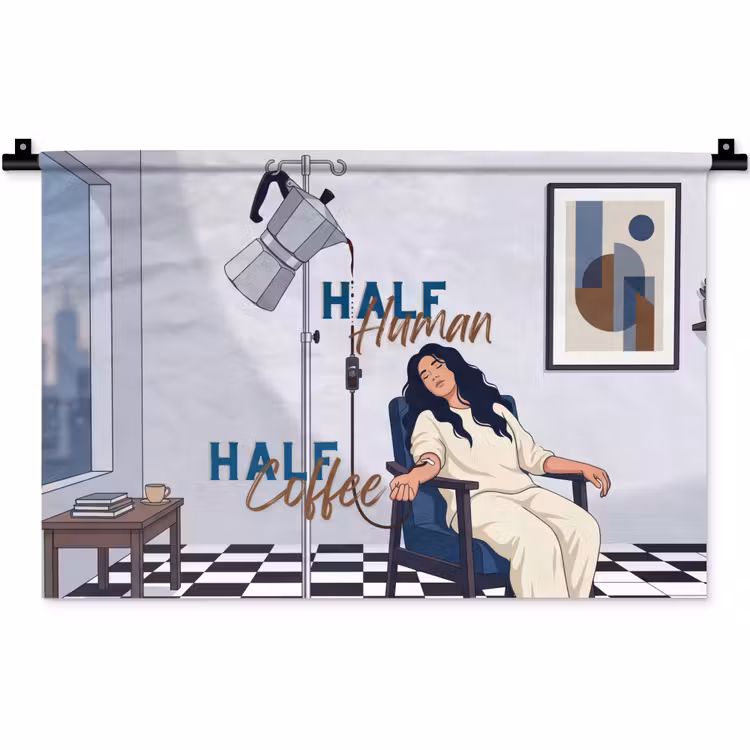 Half human, Half Coffee - Infuus - Koffie Wandkleed katoen klein -zz3d
