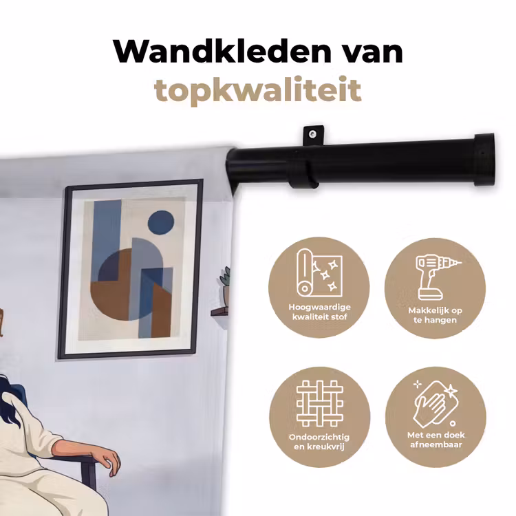 Half human, Half Coffee - Infuus - Koffie Wandkleed katoen klein -sfeer2