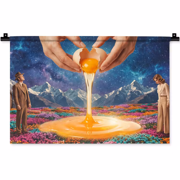 Wandkleed - Handen - Ei - Surrealisme - Handen - Ei - Surrealisme Wandkleed katoen klein
