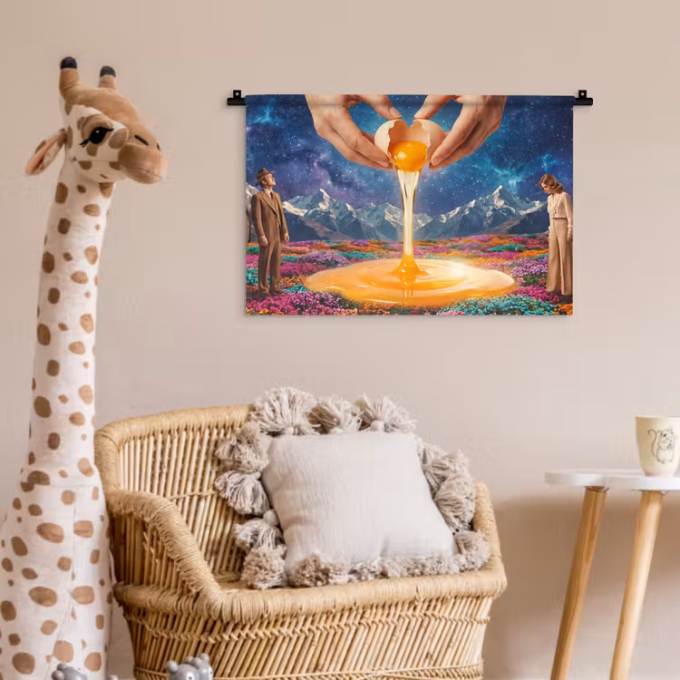 Wandkleed - Handen - Ei - Surrealisme - Handen - Ei - Surrealisme Wandkleed katoen klein