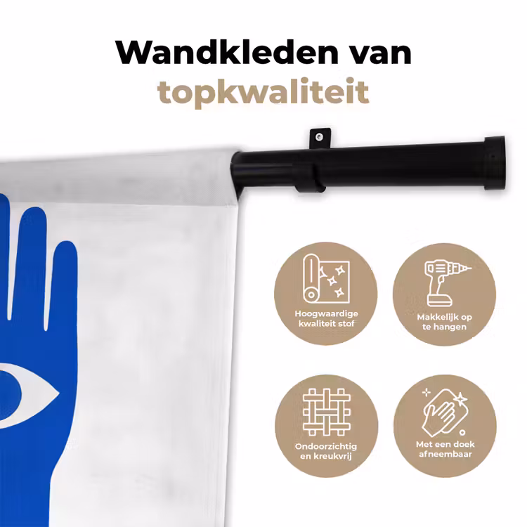 Handen - Twee - Ogen - Blauw Wandkleed katoen klein -sfeer2