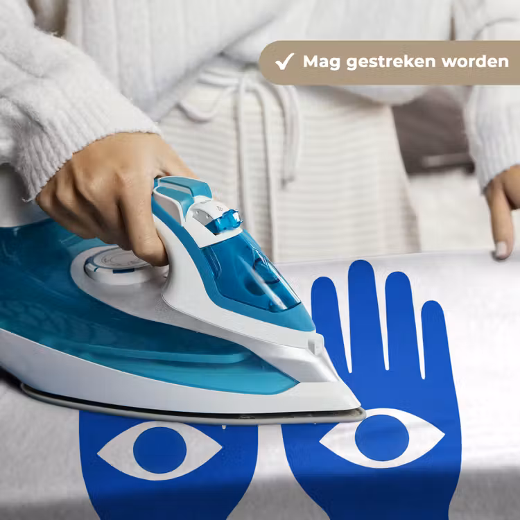 Handen - Twee - Ogen - Blauw Wandkleed katoen klein -sfeer9