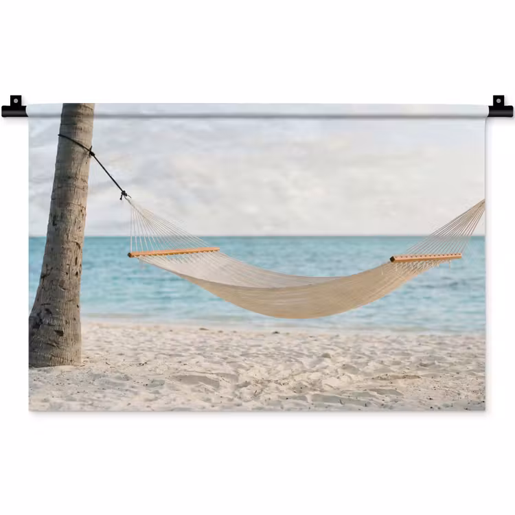 Hangmat - Strand - Wit Wandkleed katoen klein -zz3d