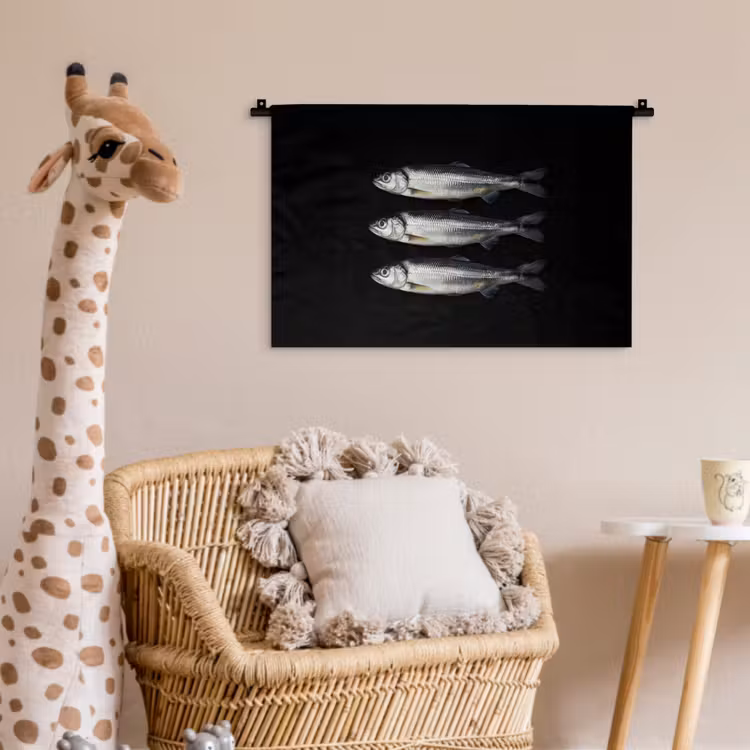 Haring - Vissen - Zwart Wandkleed katoen klein -wsfeer5_kind