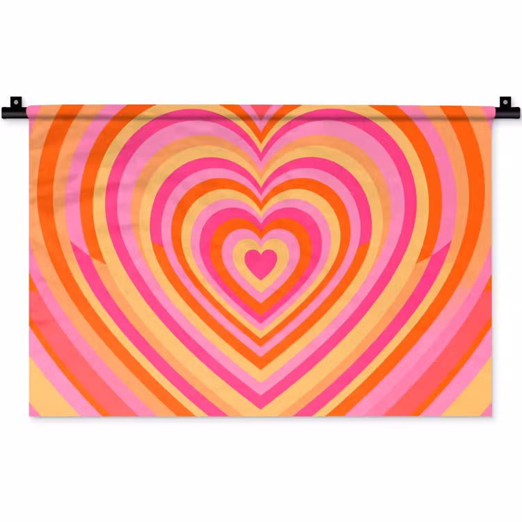 Hart - Concentrisch - Abstract - Liefde - Kleurrijk Wandkleed katoen klein -zz3d