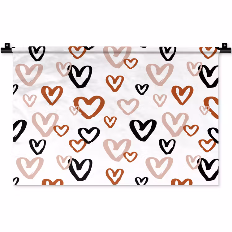 Hart - Patroon - Terracotta Wandkleed katoen klein 269 -zz3d