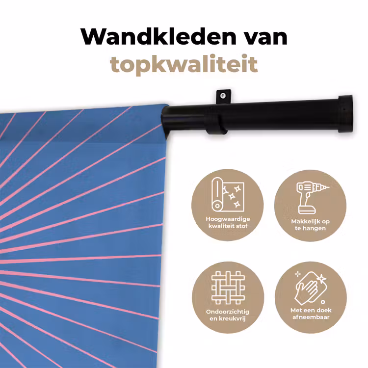 Hart - Stralen - Liefde - Modern - Roze Wandkleed katoen klein -sfeer2