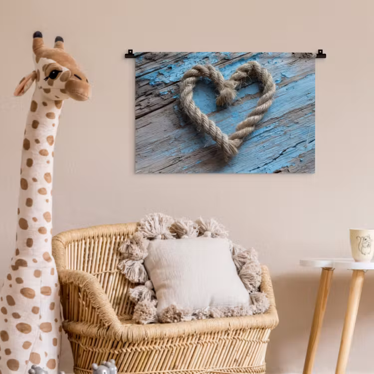 Hart - Touw - Hout - Rustiek Wandkleed katoen klein -wsfeer5_kind