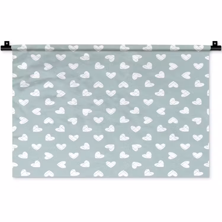 Hartjes - Blauw - Patroon - Strepen Wandkleed katoen klein 269 -zz3d
